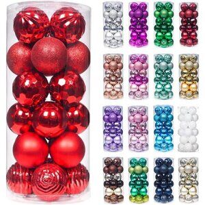 24ct Shatterproof Christmas Ball Ornaments - 60mm Red Balls